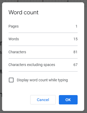 Word Count Google Docs