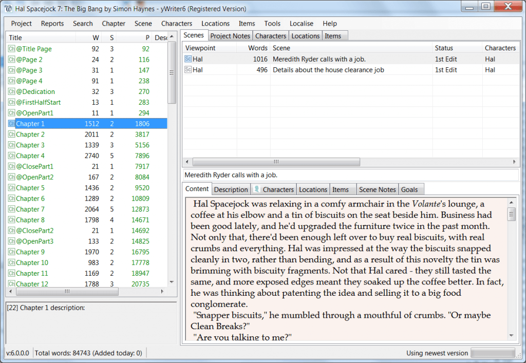 yWriter interface